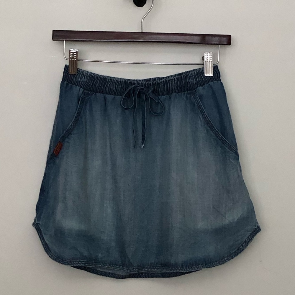 7FAM chambray indigo denim skirt jean mini short summer size small